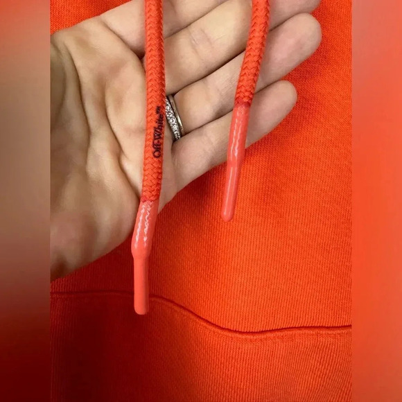 Off-White Virgil Abloh Black Logo Hand Signs Orange Hoodie XL Deadstock 2013 - Picture 4 of 16